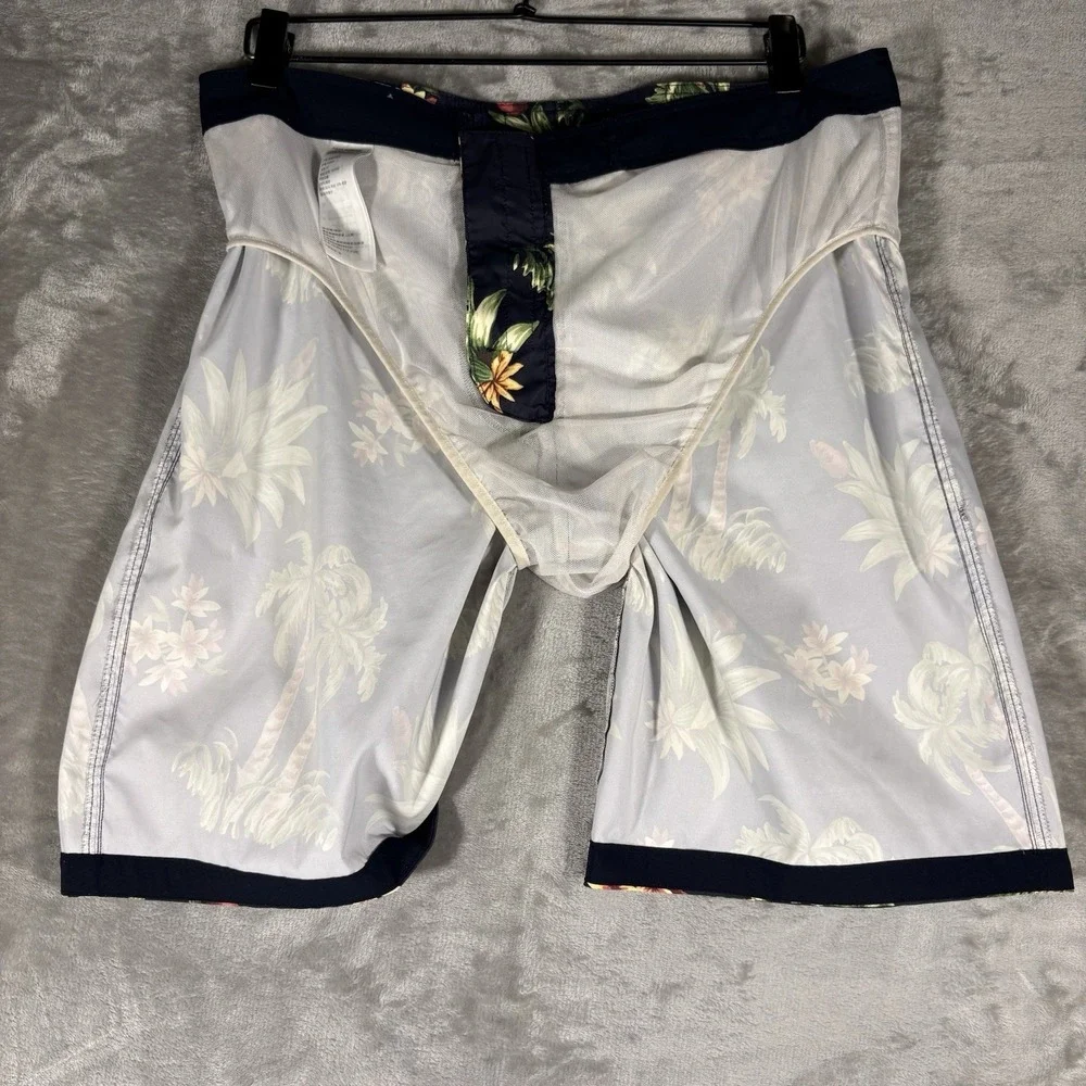 Abercrombie & Fitch Board Shorts Mens 33 Blue Hawaiian Print‎ Surfer Trunks